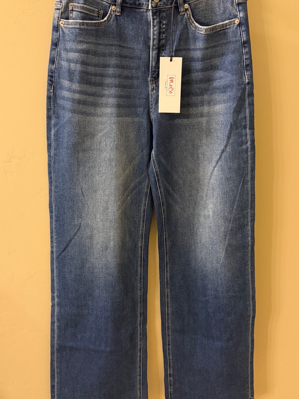 Moco Boutique Wide-Leg Women’s Jeans in Medium Blue - Tummy Control